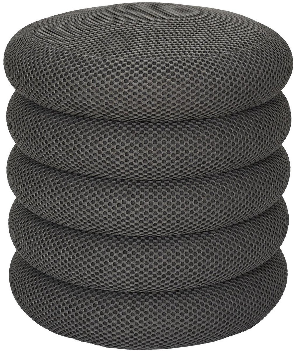 Home Deco Factory Poef/krukje Freya - stof - grijs - met opbergruimte - D37 x H44 cm - bijzet stoeltjes