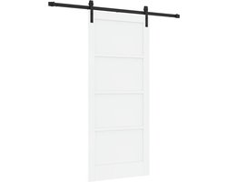 vidaXL - Schuifdeur - met - Hardware - Set - Wit - 86x198,5 - cm - Massief - Hout