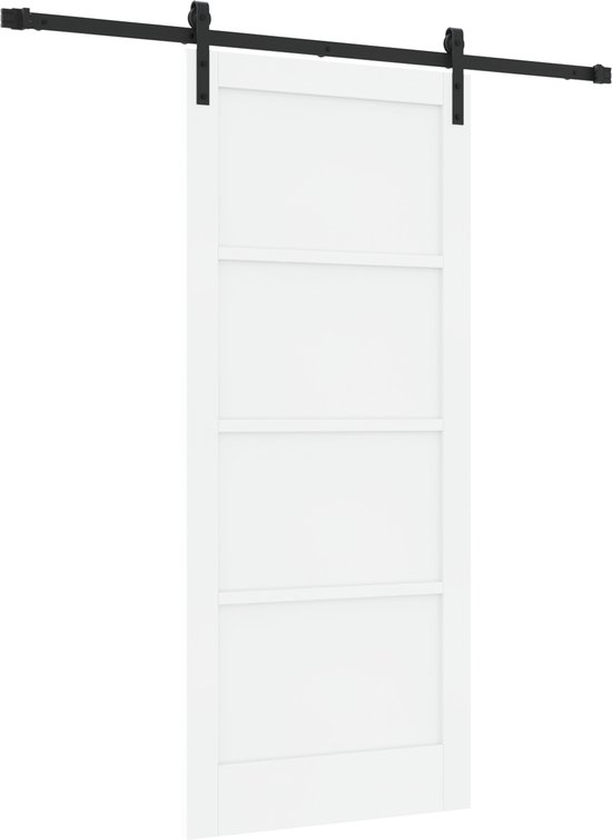 vidaXL - Schuifdeur - met - Hardware - Set - Wit - 86x198,5 - cm - Massief - Hout