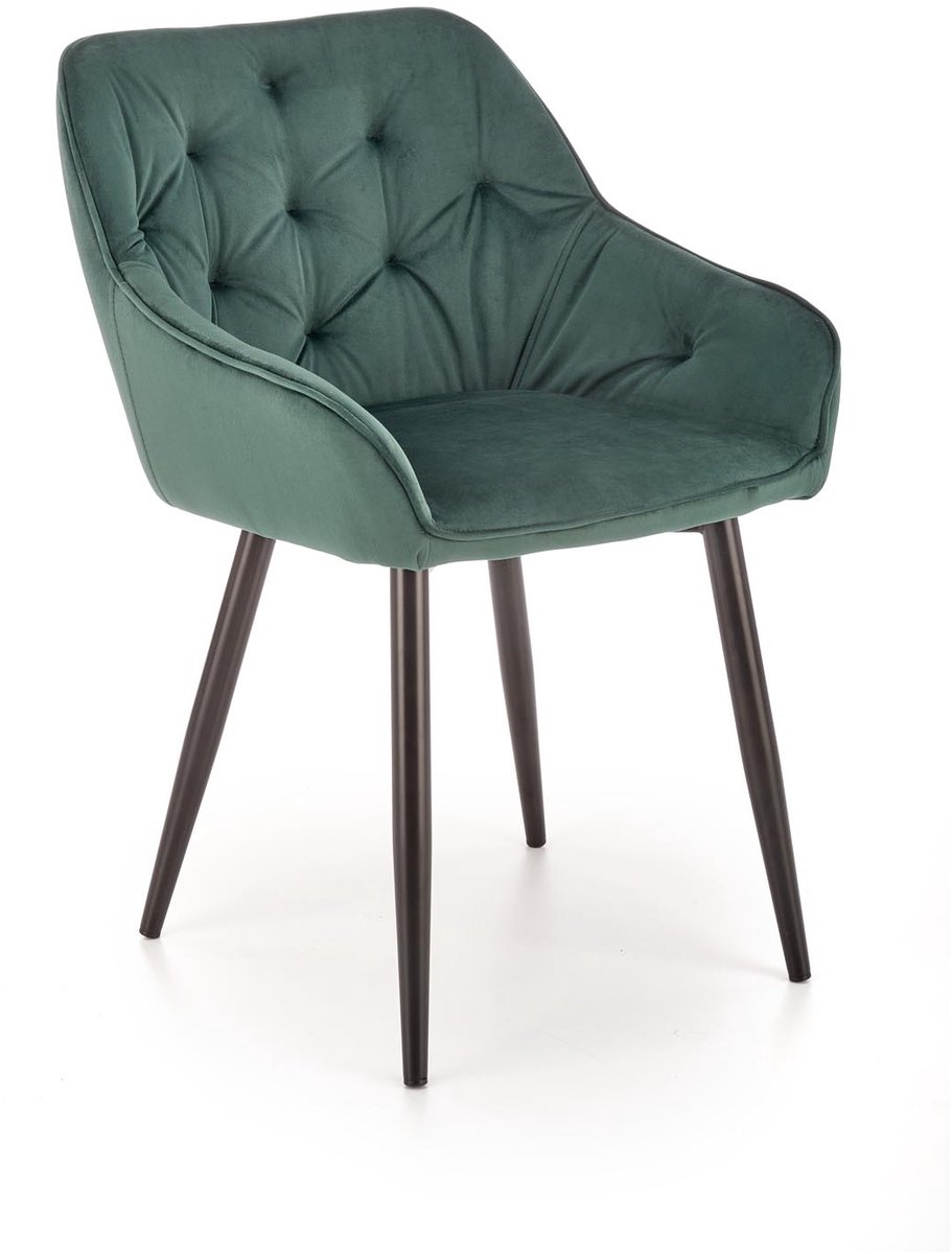 Halmar K487 Serie - Eetkamerstoel - Groen Velvet - Ergonomisch - Metaal