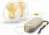 Bol.com Medela Freestyle Hands-Free borstkolf – Dubbele elektrische handsfree borstkolf – Draagbaar - Transparant/Geel – Inclusi... aanbieding