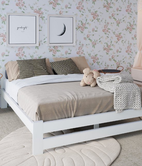 Parwood Arizona - Lit en Bois - 140x200 - Blanc - Style Scandinave - Confortable