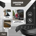 Zwarte garagedeurafdichting op rol. Toont netheid, duurzaamheid, comfort en weerstand tegen vuil.