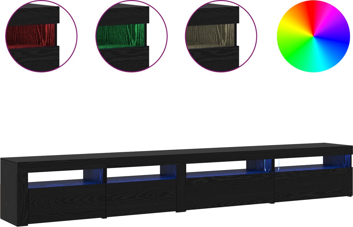 vidaXL - Tv-meubelset - 3 - pcs - Zwart - Eiken - 270 - x - 35 - x - 40 - cm - Bewerkt - h