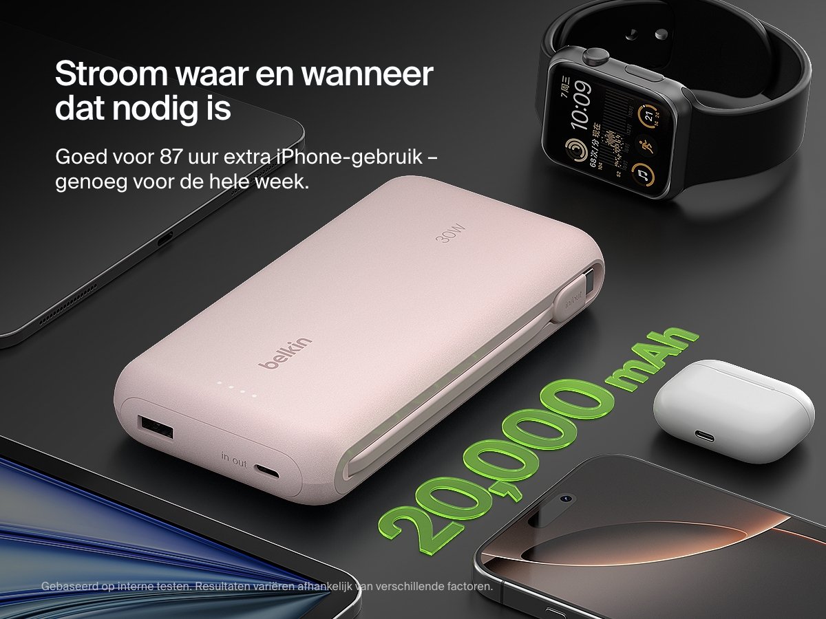 Belkin BoostCharge Powerbank 20.000mAh 30W Roze - afbeelding 3