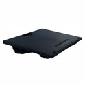 Coussin noir pour ordinateur portable avec deux coussins en tissu noir sur le dessous.