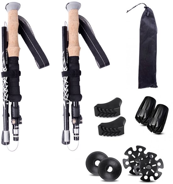 HOVIN wandelstok, opvouwbaar, Nordic Walking-stok, telescopisch aluminium, verstelbaar 110-125cm, wandelstok opvouwbaar met rubberen buffer voor trekking, wandelen en skiën (1 stuk HOVIN wandelstok, opvouwbaar, Nordic Walking-stok, telescopisch aluminium, verstelbaar 110-125cm, wandelstok opvouwbaar met rubberen buffer voor trekking, wandelen en skiën (1 stuk