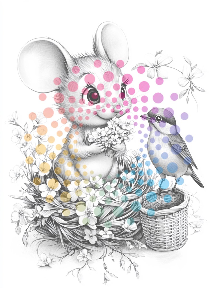 KleurLab® - Zoete Muisjes - Luxe Kleurboek voor Volwassenen - Enkelzijdig bedrukt - 48 unieke kleurplaten op A4 - Fantasy - Dieren & Natuur — afbeelding 9