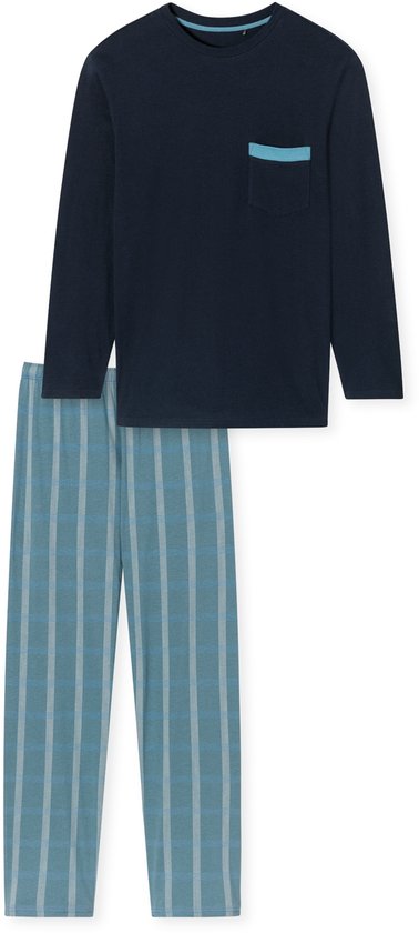 SCHIESSER Comfort Nightwear pyjamaset - heren pyjama lange organic cotton ruiten admiral