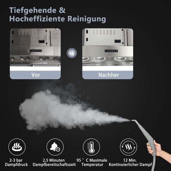 COSTWAY Handstoomreiniger 1000 W en 300 ml watercapaciteit en 10 accessoiresets Steamshot Steam Cleaner stoomreiniger voor alles tapijten ramen bekleding badkamer grijs van Costway — afbeelding 5