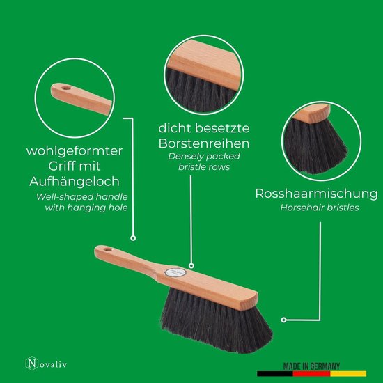 Handborstel PAARDENHAAR Mengsel Bezem zachte haren - Kastbezem Gemengd paardenhaar Handborstel Autobezemborstel - Ideale sneeuwborstel Autobezem met paardenhaar Mengsel natuurlijke haren Handborstel Handveger van VeroClean — afbeelding 3