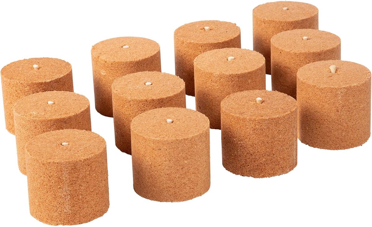 12x houtchip brandstofelementen voor tuinfakkels, wasrollen voor tuinfakkels - flakkerend vuureffect - tuingadget voor mannen en vrouwen - vuurkolom in de vorm van een vuurschaal (7,5 cm x 8 cm hoog)...
