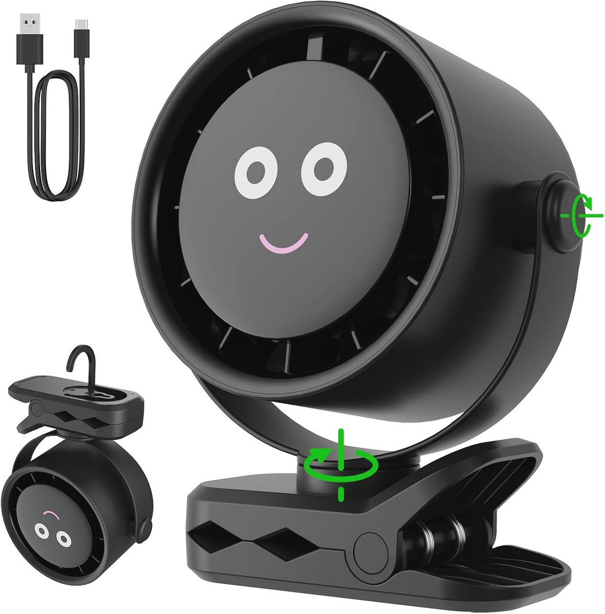 Draagbare USB Mini Ventilator met LED-display - 5 Snelheden en 360° Rotatie voor Thuis en Reis