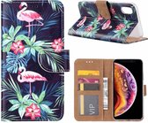 iPhone Xr Flamingo Design Boek hoesje met pasjesruimte