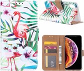 iPhone Xr Tropische Flamingo Design Boek hoesje met pasjesruimte