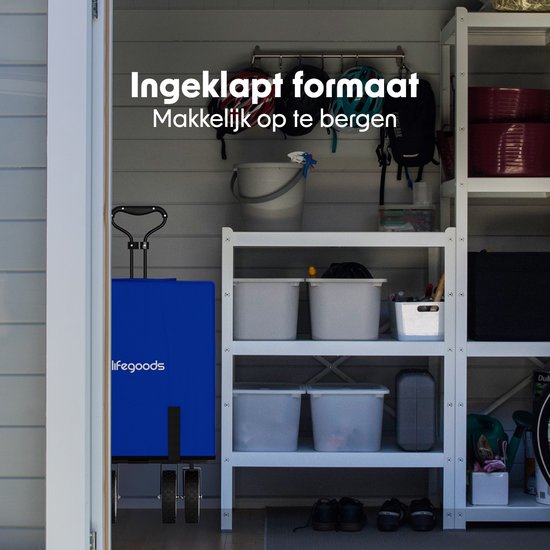 LifeGoods Bolderkar - Opvouwbaar - Draaibare wielen - 94L - 2 Standen - 70KG Draagkracht - Blauw van LifeGoods — afbeelding 4