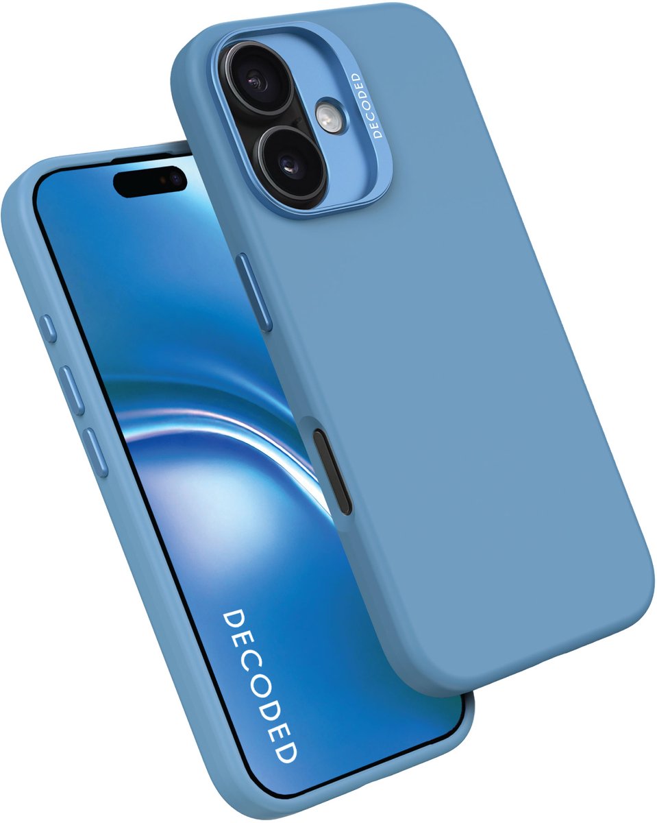 Siliconen Hoes iPhone 16 Plus Blauw MagSafe Compatibel Antibacterieel Soft-Touch Valbescherming DECODED - Afbeelding 2
