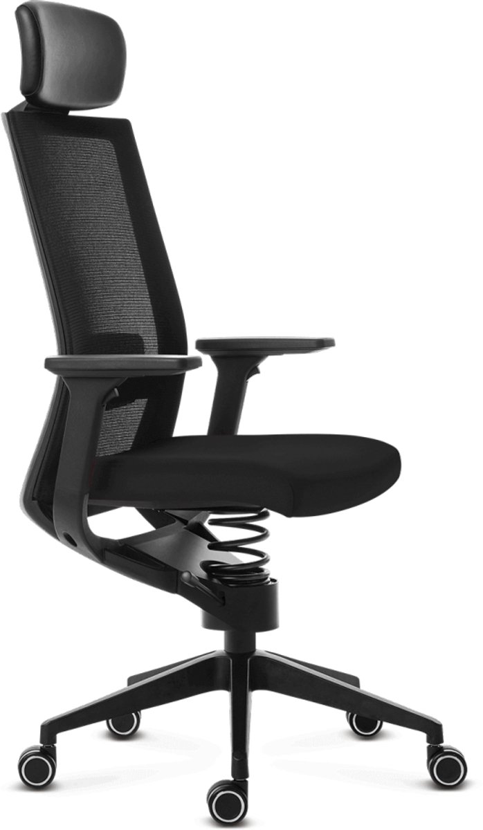 Adaptic Evora ergonomische actieve bureaustoel met 3D-kantelbare zitting zwart met hoofdsteun