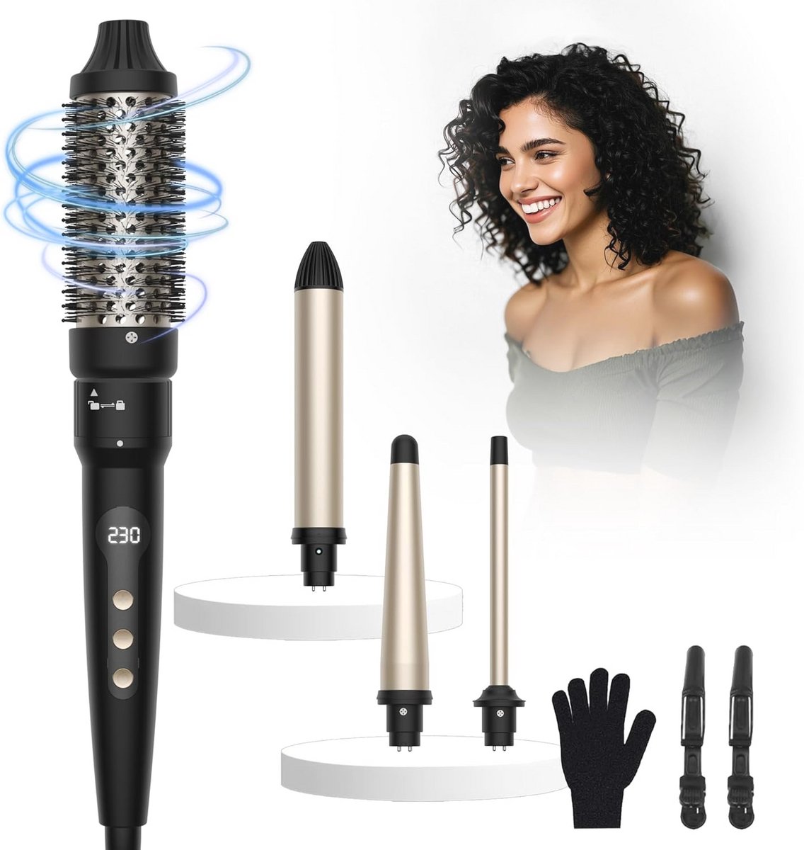 Krultangset 4 In 1 Met Verschillende Opzetstukken - Multifunctionele Stylingkit Voor Perfecte Krullen