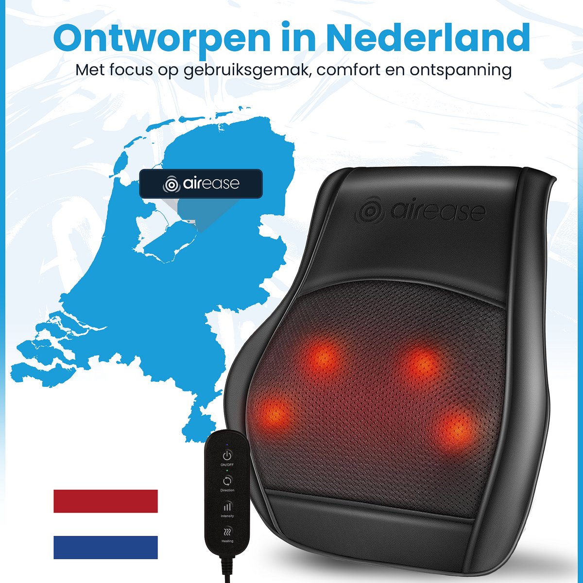 Air Ease® - Comfort Pro Massagekussen - Nekmassage Apparaat - Massage Apparaat voor 6 Delen van het Lichaam - Met Warmtefunctie - Zwart thumbnail 6