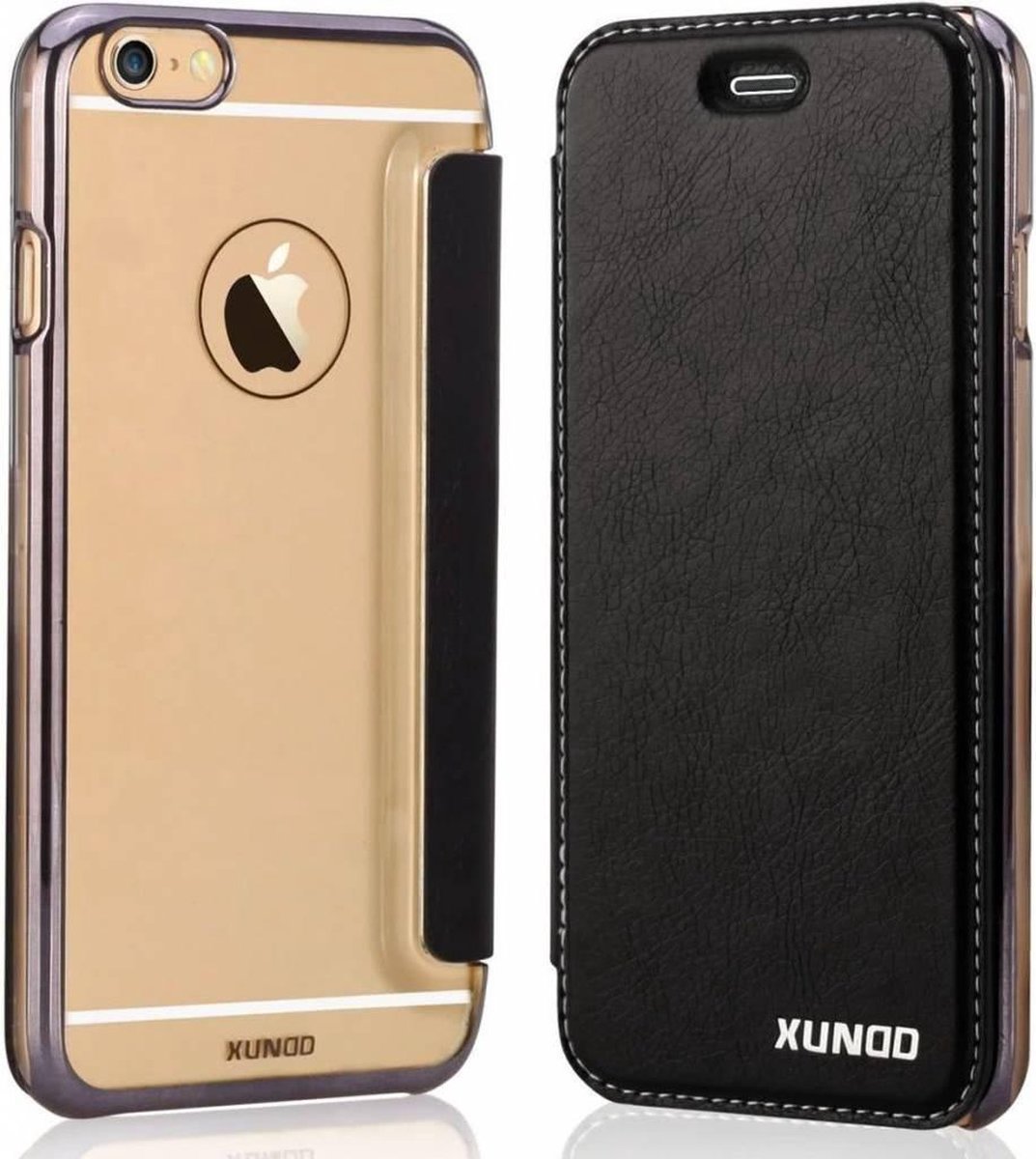Xundd iPhone SE / 5 / 5S Folio Flip PU Leather Hoesje Met Hard Transparant Back Cover Zwart