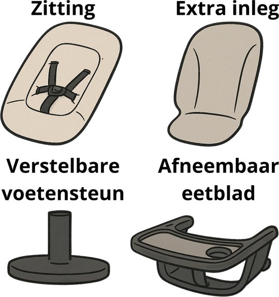 Born Lucky Kinderstoel 2 in 1 Rolf Met Babysit / Babystoel - Verstelbaar & Inklapbaar - Vanaf Geboorte tot 3 Jaar - Zwart van Born Lucky — afbeelding 3