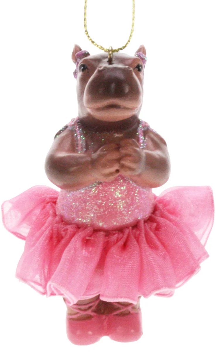 Ornament Nijlpaard ballerina, 6x4x8cm