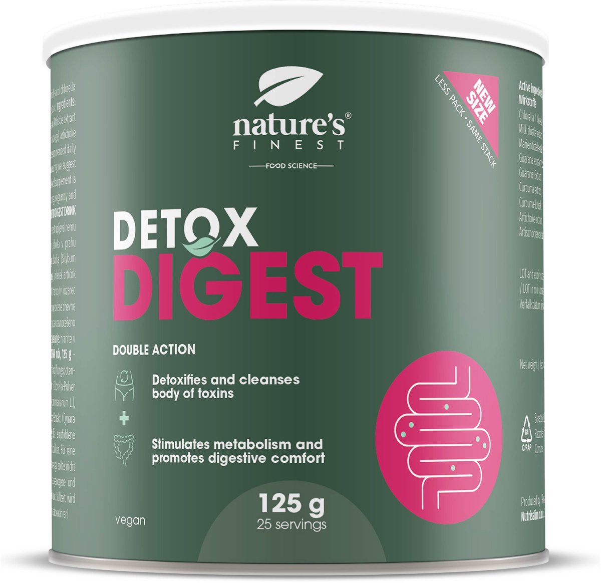 Goedkoopste Nature's Finest Detox Digest – 2-in-1 Detox & Spijsvertering Ondersteuning met Mariadistel, Artisjok, Chlorella & Guarana – Reinigt Lever & Darmen, Verbetert Spijsvertering & Verhoogt Energie – 125 g