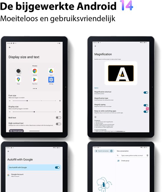 Tablette Oscal Pad 70 WiFi 10.1" HD+ IPS - Android 14 - 2.4G+5G WiFi 6, - RAM 12 GB - ROM 128 GB - 8MP+13MP - 6580mAh - Avec Clavier - Grijs