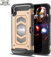 Ntech hoesje Geschikt voor iPhone Xs Max Luxe Armor Case met Pashouder - Goud