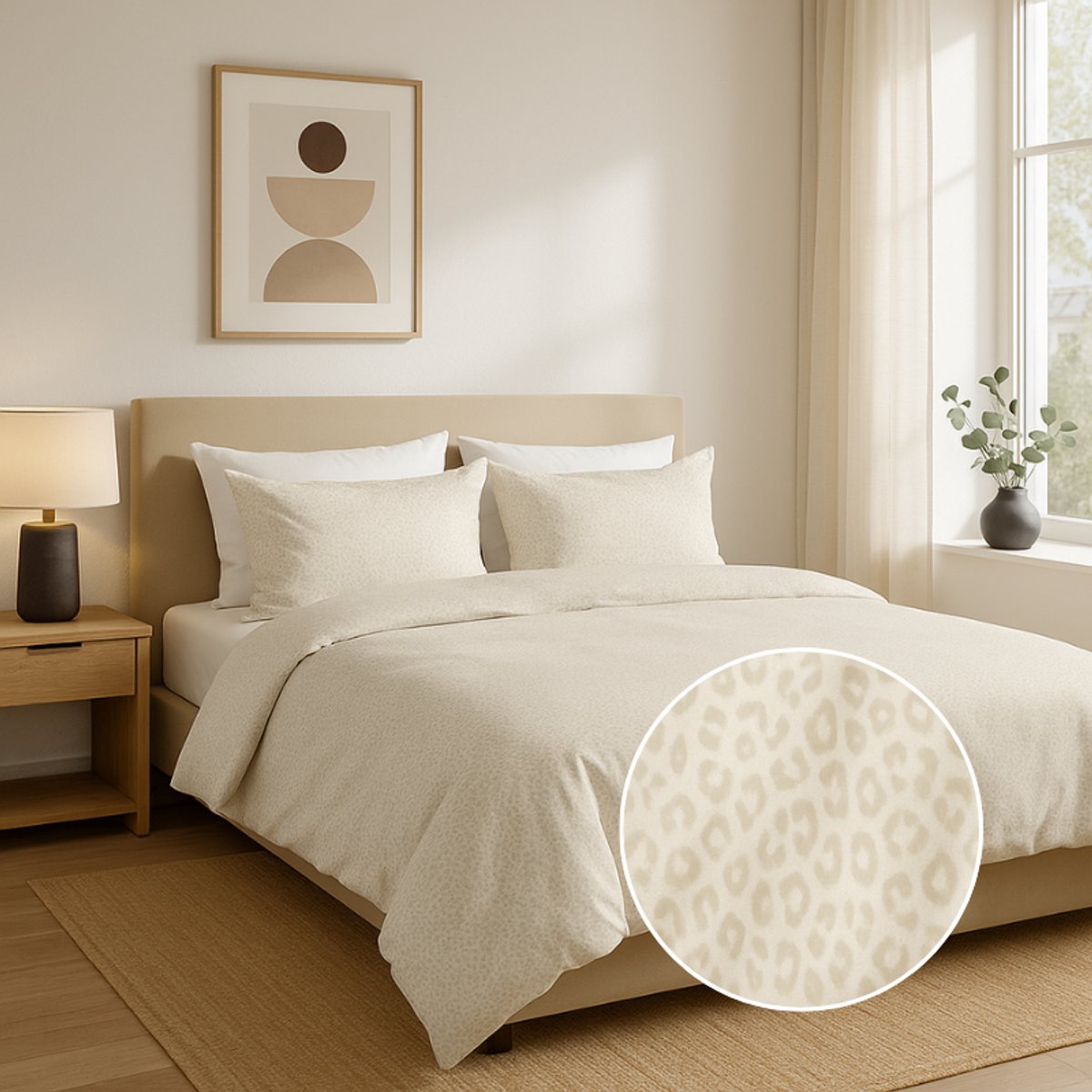Zydante Dekbedovertrek Set 140x220 cm - met 1 Kussensloop - Emboss Panther Champagne
