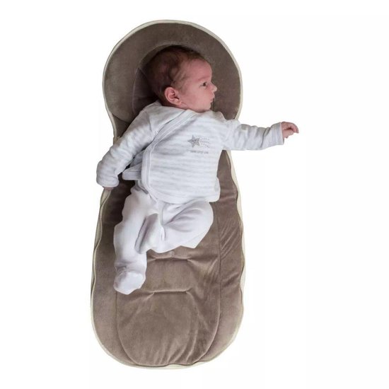 Bo Jungle - Inleg Kussen - Afneembare Voetenzak - Inlegkussen babyschommel - Omkeerbaar winter / zomer - Geschikt voor oa autostoel , wieg - Geschikt voor 5-puntsgordel - Comfort Nest Beige van Bo Jungle — afbeelding 5