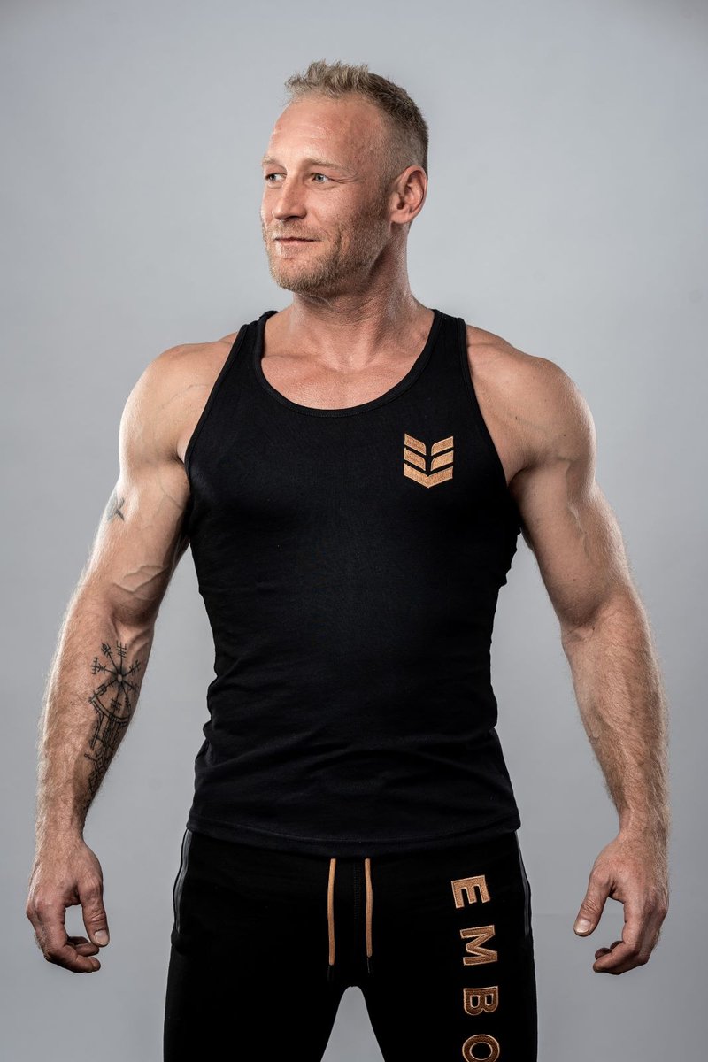 Empire Embodied Achilles Tanktop Heren - Mouwloos Sportshirt - Singlet - Slim Fit - 95% Katoen - Zwart - Maat S