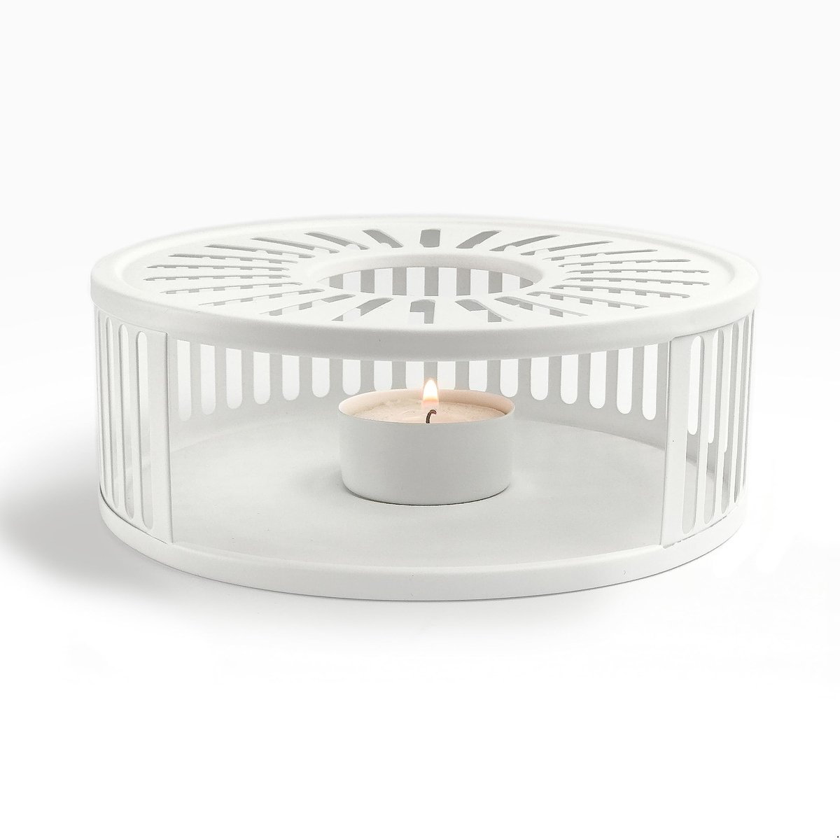 Ibenzoa® Elegant Wit Roestvrij Staal Theelicht Stoofje voor Theepotten en Mokverwarming