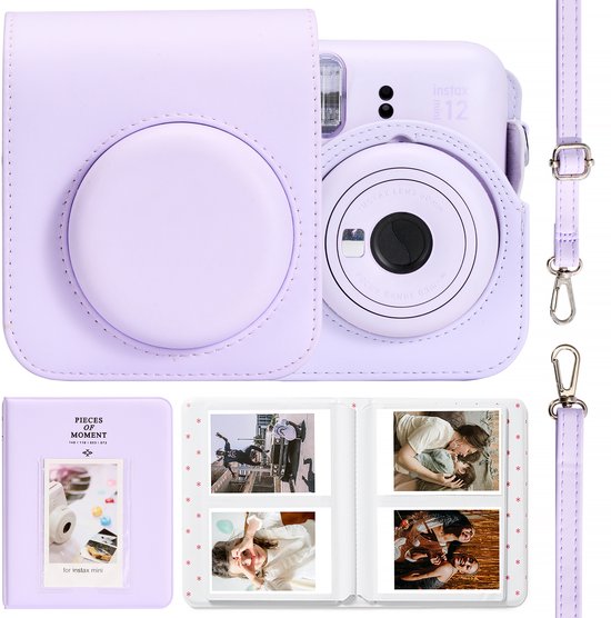 YONO Accessoires Set geschikt voor Fujifilm Instax Mini 12 - Case - Hoesje - Fotoalbum - Paars