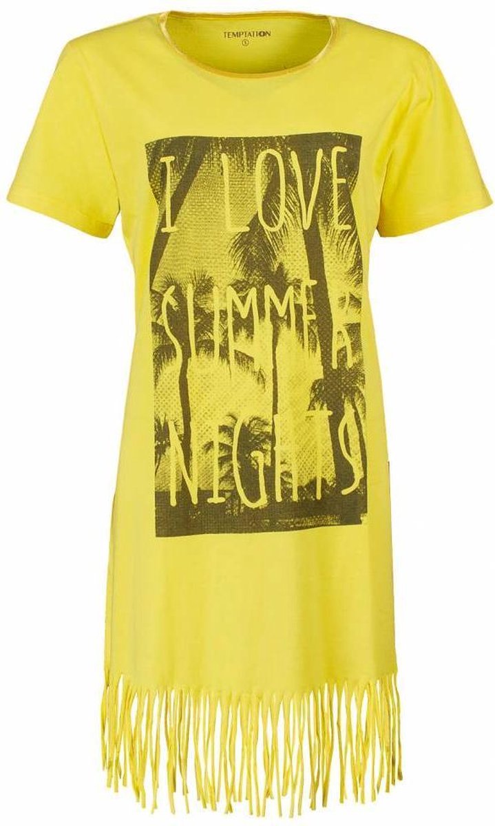 Tenderness Dames Nachthemd - Bigshirt - 100% Katoen - Geel