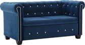 vidaXL Tweezitsbank Chesterfield-stijl 146x75x72 cm fluweel blauw