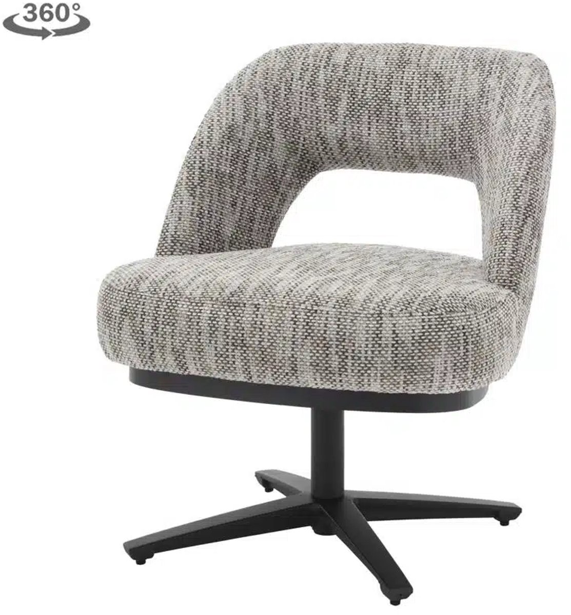 Tower Living Eetkamerstoel Caldes draaibaar Chenille - TED 8 white-grey Lichtgrijs