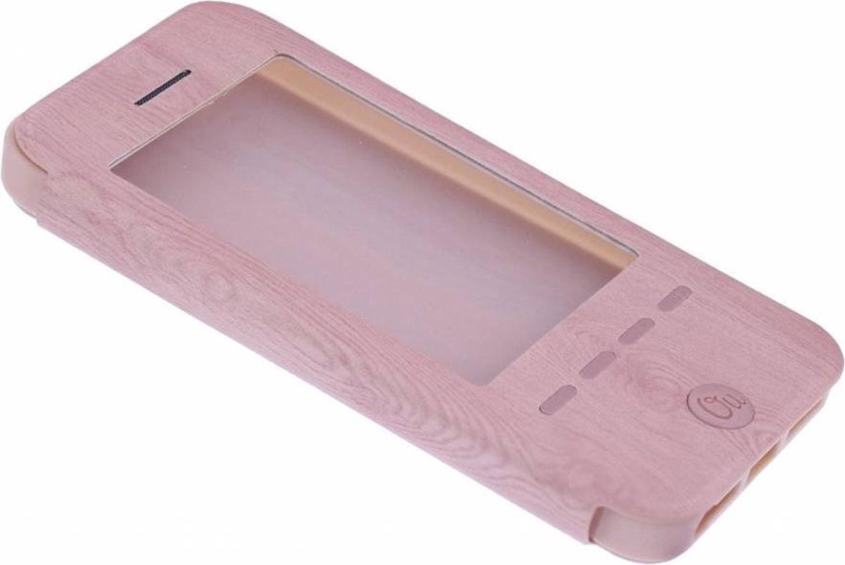 OU Case Rose Goud Wood look Window Cover Hoesje voor iPhone 5 / 5S / SE