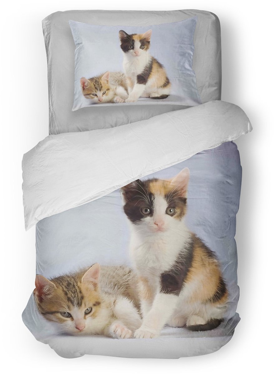 Eleganzzz Kinder Dekbedovertrek Purrfect Dreams - Kitten Dekbedovertrek - Multi - 140x200/220cm - Dekbedovertrek Kinderen - Micropercal - Eenpersoons Purrfect Dreams Multi