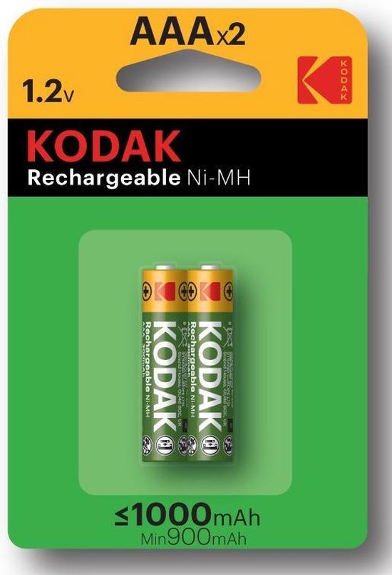 2 x piles rechargeables AAA Kodak puissantes - 1000mAh