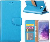 Samsung Galaxy J4 (2018) case Blauw Portemonnee hoesje met opbergvakjes