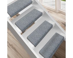 FLOORDIREKT Trapmat London - Zelfklevend & Antislip - Set Van 15 - Lichtgrijs - 23,5 x 65 cm Rechthoekig