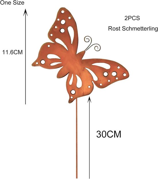 Foto: Decoratieve roestige vlinderstekers voor tuin en balkon tuindecoratie met natuurlijk design