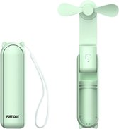 Mini- & Handventilator groen - Oplaadbaar - tafel model - 2 standen - powerbank - verkoeling - Draadloos - Tafelventilator - mini verkoeler