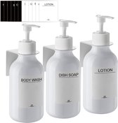 MEKOTRIN Zeepdispenser, wandbevestiging, dispenser voor wandmontage, vloeibare zeepdispenser, handzeepdispenser, badkamer, douchegel, wasmiddel voor hotel thuis (Zilver