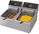 Bol.com Happyment Dubbele Frituurpan Deluxe - 2x 6L - Frietpan dubbel - Friteuse - 2x 2500W - PTFE - 220V aanbieding
