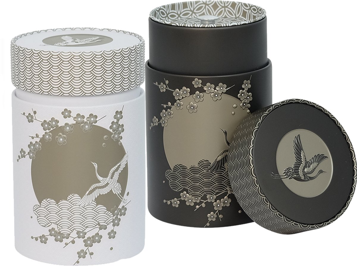 Komorebi Theeblik Set – 2x150g Wit & Zwart – Eigenart Blik