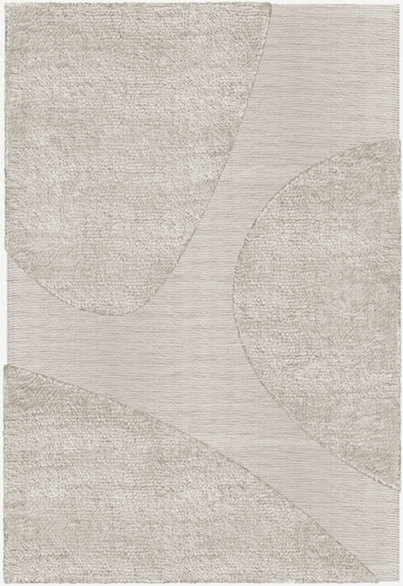 Layered Punja Plasma Sand Melange Vloerkleed - 300 x 400 cm - Beige - Rechthoekig - Wol - Woonkamer, Slaapkamer - Abstract - Scandinavisch, Modern
