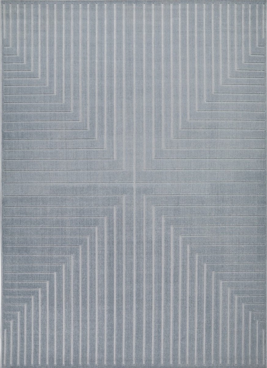 Concept Looms Maze Blue MAZ104 Vloerkleed - 160 x 220 cm - Blauw - Rechthoekig - Microvezel - Eetkamer, Woonkamer, Slaapkamer - Geometrisch - Modern